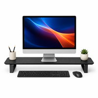 Support d'écran de bureau noir personnalisé en bois texturé pour ordinateur portable