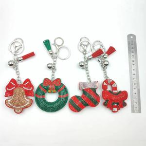 Série de noël marquage à chaud porte-clés sac pendentif strass gland décoration accessoires en gros - Product Image 5