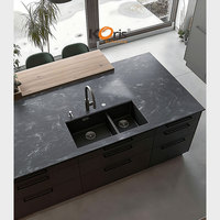 Vente chaude en Australie : Grande dalle de pierre acrylique artificielle, surface solide en acrylique modifié, feuille de marbre noir pour comptoirs