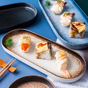 Assiette de service rectangulaire en céramique 12 pouces Plateau de service pour dîner <span class=keywords><strong>Shushi</strong></span> Parties Dessert Apéritif Passe au lave-vaisselle - Product Image 1