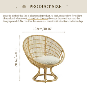 Fauteuil œuf en rotin moderne de luxe, semi-extérieur, fauteuil lounge en rotin tressé avec coussin pour jardin, patio, hôtel, balcon, mobilier - Product Image 6