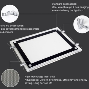 Hot Selling A4 Panel Light Box High-Definition Crystal Glass Advertising <b>LED</b> Light Sign Box - Product Image 5