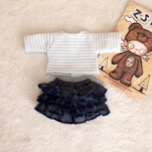 Vêtements pour poupées, accessoires, T-shirt rayé + jupe, ensemble pour poupée de 20 cm, 1/8, accessoires vestimentaires pour poupées - Product Image 4