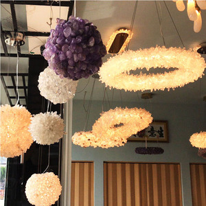 Lámpara Colgante Moderna de Cristal Natural Redonda para Restaurante, Lámpara de Techo Anular Extravagante y Atmosférica para Sala de Estar HM-C-8328 Moderna - Product Image 3