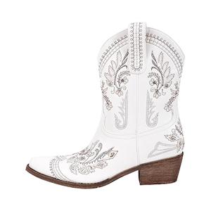 SHIKOL, <span class=keywords><strong>botas</strong></span> <span class=keywords><strong>de</strong></span> vaquero occidentales <span class=keywords><strong>de</strong></span> media pantorrilla para <span class=keywords><strong>mujer</strong></span>, cremallera lateral Floral sin cordones, bordado <span class=keywords><strong>de</strong></span> diamantes <span class=keywords><strong>de</strong></span> imitación brillantes, caballo <span class=keywords><strong>de</strong></span> campo, otoño - Product Image 1
