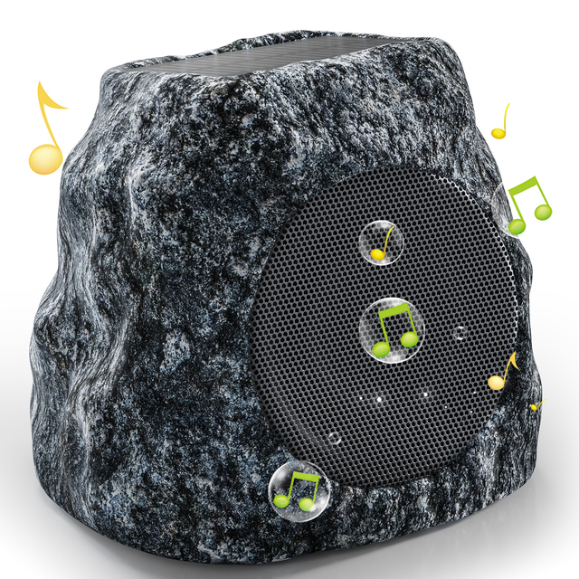 Outdoor Rock Solar Powered TWS Two Speakers 60W Deep Bass IPX5 Waterproof for 5.3 1000-2000mAh Pool Deck