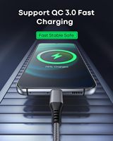 Kabel PD USB-C Cerdas Cepat 10 kaki, pengisi daya kepang nilon 60W 3 kaki 6 kaki 10 kaki, perangkat Android kompatibel dengan tegangan 3A 5V 5A