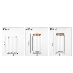 كوب زجاجي للحليب والماء والقهوة 12 أونصة كوب شاي مقاوم للحرارة مع غطاء من الخيزران - Product Image 3