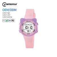 Montre numérique pour enfants avec oreilles de chat mignonnes, étanche 30M, montre pour enfants avec lumière LED, alarme, chronomètre, bracelet en PU pour enfants, filles, étudiants