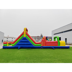 Outdoor Amusement Park Inflatable Kids Adults Inflatable Jumping Castle Obstacle Course with <b>Slide</b> Climbing Wall for Playground - Product Image 3