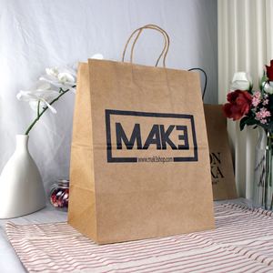Bolsa de Papel para Envasado de Alimentos con Logotipo Impreso Personalizado, Bolsa de Regalo de Papel Kraft Marrón Blanco Barata para Productos del Hogar para Compras - Product Image 3