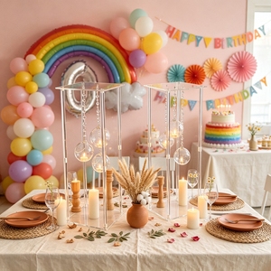 Decorazioni di nozze in acrilico chiaro fiore Stand <span class=keywords><strong>centrotavola</strong></span> da tavolo con appesa Tealight globo portacandele - Product Image 4