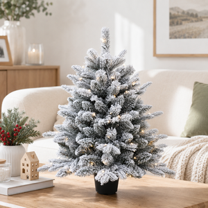 Árbol de Navidad Artificial Preiluminado de 60/90cm con Ramas de Nieve Espesas, Luces LED, Forma Completa, Decoración Navideña para Interiores, Duradero - Product Image 1