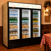 Réfrigérateur vertical à trois portes vitrées, refroidissement par air, écoénergétique, 1700L, pour restaurant