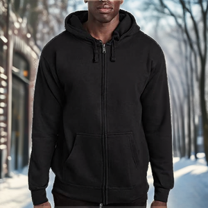 Sudadera con capucha y cremallera para hombre, 100% algodón, impermeable, ecológica, transpirable, diseño moderno, cuello con cremallera, venta al por mayor - Product Image 2