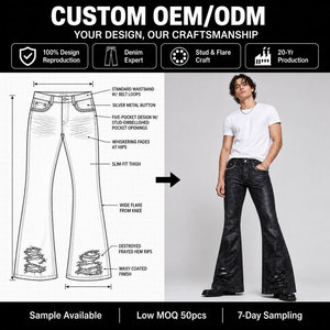 <span class=keywords><strong>Jean</strong></span> <span class=keywords><strong>en</strong></span> denim pour homme, coupe basse, noir, skinny, slim fit, bootcut, pattes d'éléphant, délavé vintage, effet ciré, évasé - Product Image 2