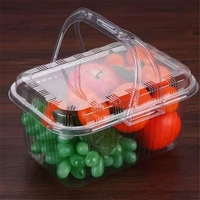 Récipient alimentaire transparent de qualité alimentaire personnalisé, forme rectangulaire, plateau de fruits pour collation avec couvercle, boîte d'emballage en plastique PET