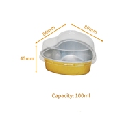 Boîte en papier en forme de cœur pour la cuisson des gâteaux, moule à œufs, gâteau mochi, boîte d'emballage pour pudding, four, aluminium en forme de cœur doré