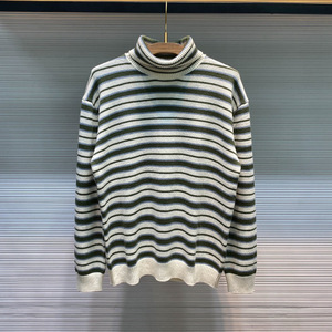 Suéter de <span class=keywords><strong>Cuello</strong></span> Alto para <span class=keywords><strong>Hombre</strong></span>, Mezcla de Lana, Diseño a Rayas, Jacquard, Cálido para Otoño e Invierno, Estilo Casual Elegante - Product Image 1