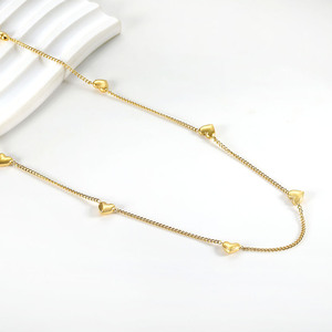 Heart Pendant Necklace <b>Set</b> Women's Gold Plated Stainless Steel Fashion Jewelry Gift Occasion Heart Shaped Chain <b>Bracelet</b> - Product Image 2