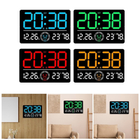 Moderne woonkamer 16 inch multicolor RGB Day Art neon grote formaat bureauklok met afstandsbediening, alarm, LED digitale afdruk wandklok en datum