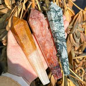 Soporte de varita sanadora dorada de punto de tigre de cristal pulido de alta calidad al por mayor para la decoración del hogar Feng Shui - Product Image 5