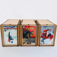 Coffret de rangement pour bandes dessinées en bois avec plexiglas, cadeau idéal pour les collectionneurs de bandes dessinées, boîte de présentation personnalisée en bois pour bandes dessinées