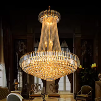 Lustres en cristal doré de luxe pour escalier d'hôtel, mosquée, grand plafond, tendance actuelle
