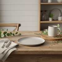 Service de table 4 pièces en grès céramique blanc, classique et luxueux, émaillé, écologique, compatible micro-ondes, résistant à la chaleur et anti-fuite