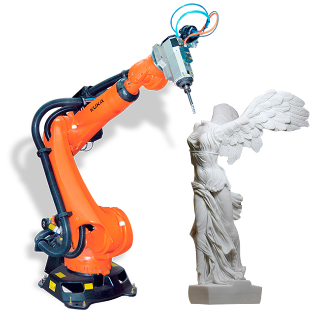 UnionTech 6-Axis Heavy Duty CNC Robotic Stone Milling Machine KUKA KR210 with Engine for Wood/Foam Moulds 3D Statue Carving