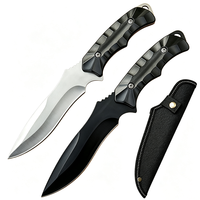 Couteau tactique de survie en plein air, lame droite, manche en alliage d'aluminium, couteau fixe avec étui en cuir pour le camping, la randonnée, l'EDC, utilitaire
