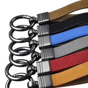 Porte-clés en cuir à pendentif en métal pour hommes, cadeau d'affaires, porte-clés Simple