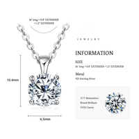1ct 2ct 3ct D Moissanite Пасьянс ожерелье с подвеской позолоченный оригинальный настоящий 925 Серебряная цепочка Ювелирные изделия для женщин