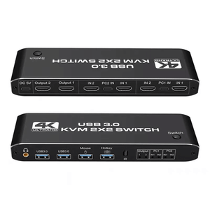 Commutateur KVM à double écran, affichage étendu, commutateur USB, <span class=keywords><strong>HDMI</strong></span> 2 entrées 2 sorties avec clavier, touches rapides, commutateur clavier souris pour moniteur PC - Product Image 1