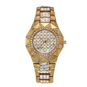 Orologio da Polso Femminile <span class=keywords><strong>di</strong></span> Alta Gamma con Movimento al Quarzo Giapponese, Diamanti Baguette e Cassa Dorata - Product Image 1
