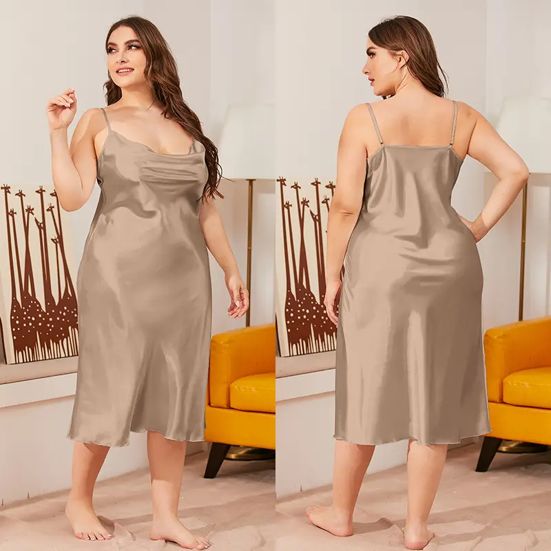 Weiches Tragen Nachtwäsche Nachtwäsche Seidensatin Damen sexy Freizeittisch Nachtkleid Damen Nachtkleid Übergröße Damen-Nachtwäsche