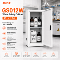 Armoire de stockage de produits chimiques toxiques 45L (12 gallons) en acier blanc à porte simple, armoire de sécurité pour laboratoire, hôpital, approvisionnement B2B