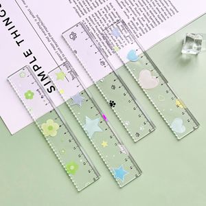 Regla Transparente de Plástico Resistente con Línea Ondulada y Patrón de Estrella Simple, Multifuncional, de Alta Calidad para Estudiantes, Venta al Por Mayor - Product Image 2