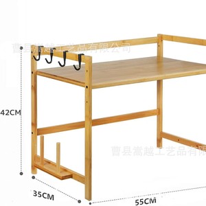 Solid Wood <b>Kitchen</b> Storage <b>Rack</b> 55x35x42cm Double Layer Multi Functional Organizer For Microwave And Spices - Product Image 4