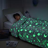 Manta Luminosa de Felpa, Brilla en la Oscuridad, Regalo, Manta para Sofá con Diseño de Estrellas y Luna, Mantas Luminosas Personalizadas para Niños para el Invierno