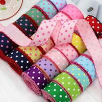 Ruban gros-grain imprimé à pois de 1 pouce personnalisé OKAY Wholesale avec bordure festonnée pour nœuds de cheveux, vêtements et emballages cadeaux