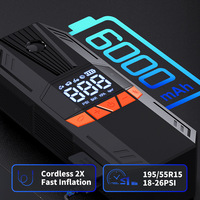Inflador de neumáticos portátil 6000mAh 150PSI 2X bomba de neumáticos de inflado más rápido para neumáticos de coche bicicleta y motocicleta