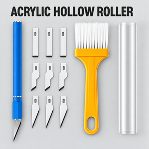 Kit d'outils de découpe de caoutchouc pour <span class=keywords><strong>tennis</strong></span> de table avec couteau de précision, 9 lames, brosse et rouleau creux pour l'entretien des raquettes (usage en métal pour l'entraînement) - Product Image 3
