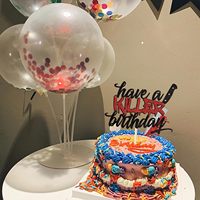 1 Pack Décoration de gâteau d'anniversaire à thème horrifique avec paillettes, pour fête d'anniversaire sur le thème des films sanglants, fournitures de fête d'Halloween