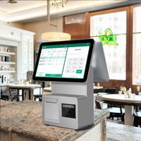 Terminal de caisse enregistreuse W-indows Écran tactile double 15,6 pouces Système de point de vente pour restaurants, magasins et salons de beauté