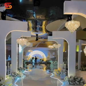 Support en fer de mariage lisse Double usage étagères égarées lustres suspendus support en arc de fond en métal blanc décoration d'événement - Product Image 2