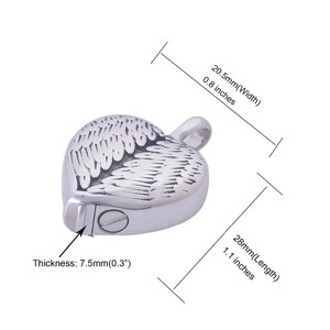 Collier pendentif en acier inoxydable avec urne pour cendres, bijoux funéraires en forme d'ailes d'ange, livraison directe - Product Image 5