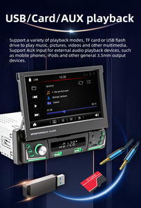 Bqcc 7 \ "1din phổ Carplay có thể thu vào màn hình FM AM <span class=keywords><strong>RDS</strong></span> BT USB Bảng điều khiển Stereo với hỗ trợ đảo ngược gương liên kết đài phát thanh xe RGB - Product Image 2