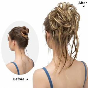 FQ06 Perruque longue en cheveux humains, queue de cheval, avec mécanisme à fil haute température, pour femmes, pour chignons, aspect naturel - Product Image 1