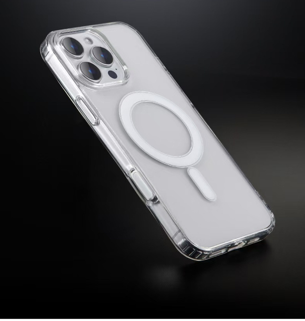 For Apple 17 Pro Max camera with dynamic touch button,for iPhone 16 magnetic phone case, transparent and shockproof